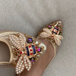 Gold beaded flats